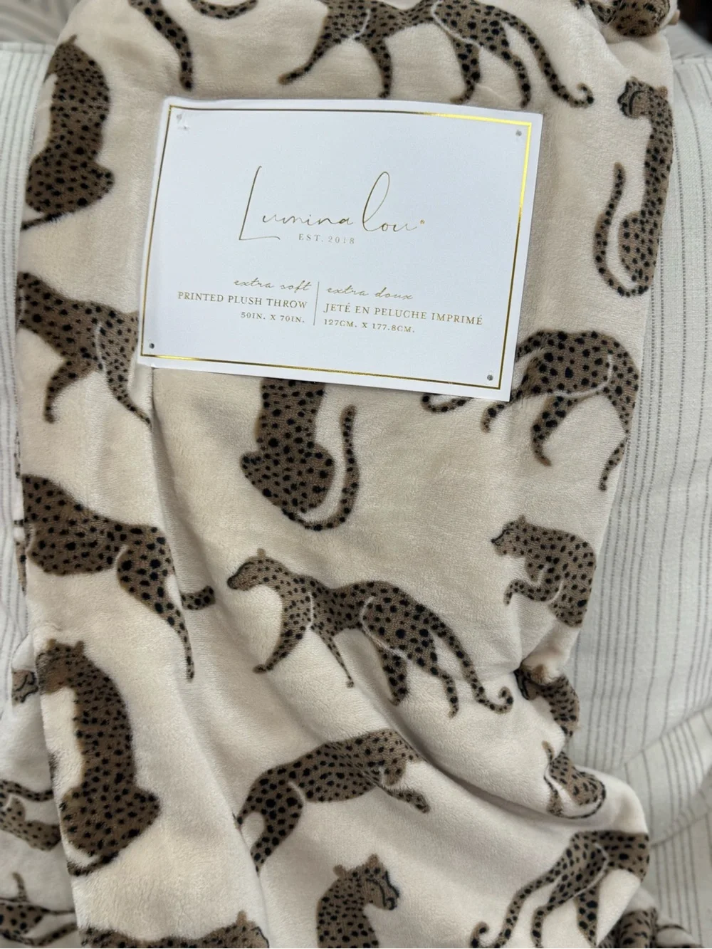 Cheetah Print Plush Throw Blanket in Beige and Brown